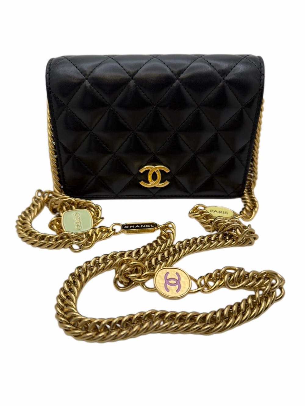 CHANEL Limited Edition Cruise 2023 Mini Bijoux Chain Charms WOC Flap Bag w/ Chip